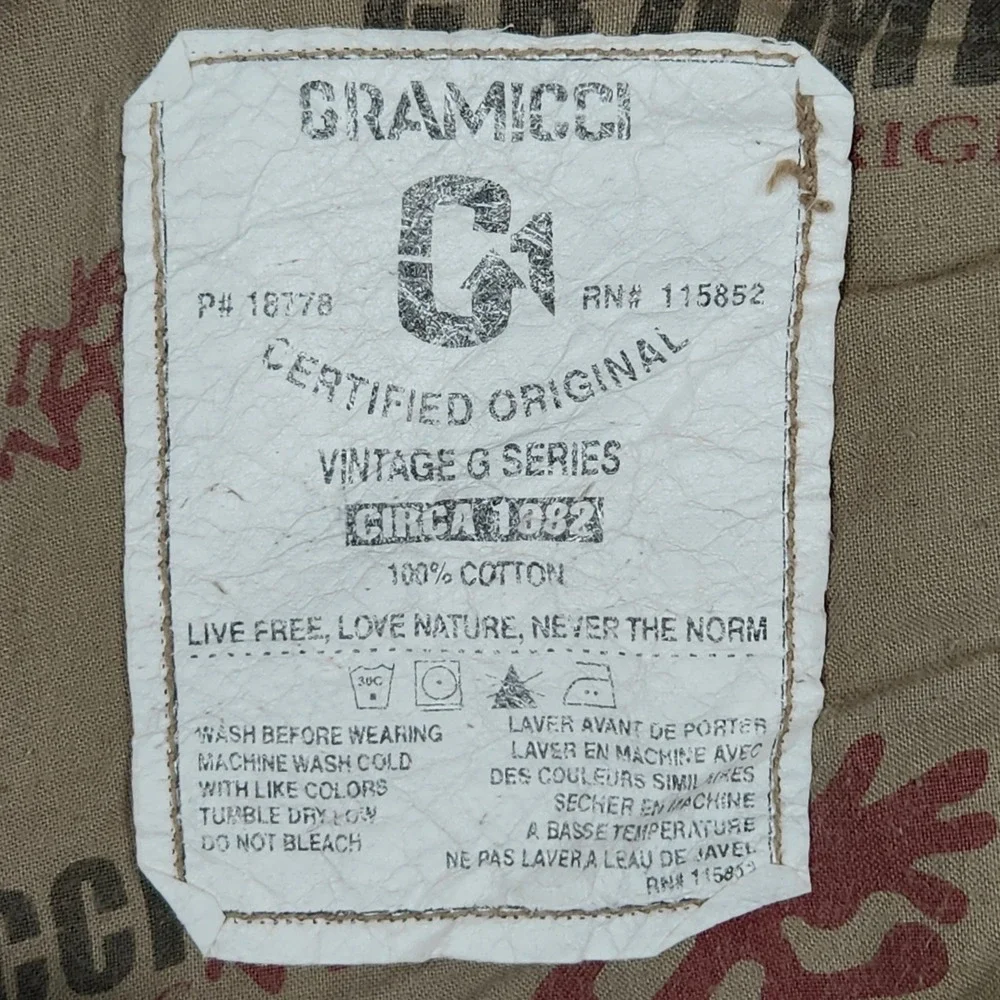 Gramicci G1 Vintage Series Pants Mens 36x32 Khaki Cotton Canvas Climbing No Belt